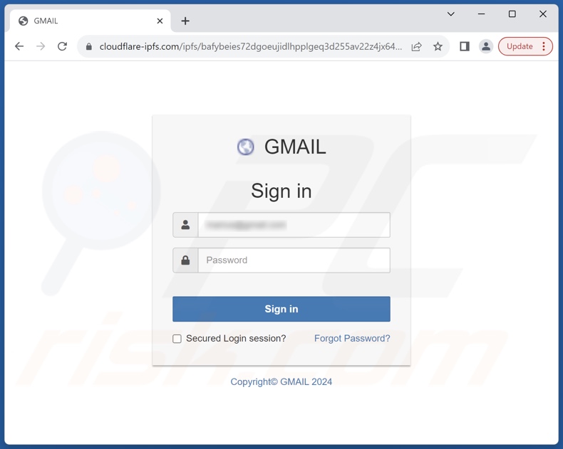 Restore Email DNS scam email promoted phishing site