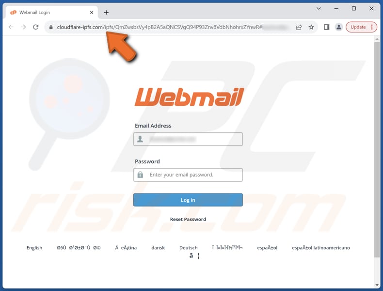 Roundcube Password Set To Expire email scam phishing page