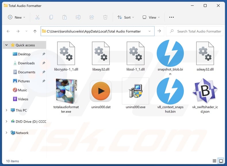 Total Audio Formatter unwanted application install folder