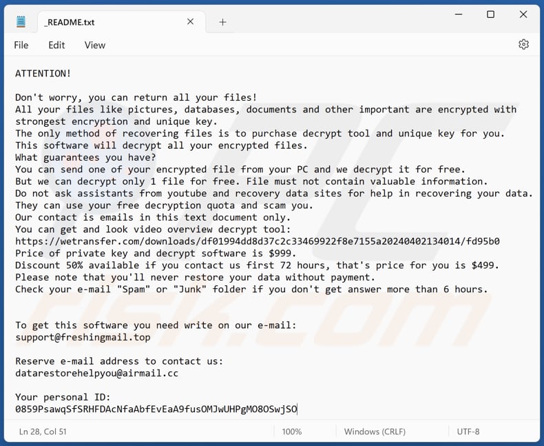 Uajs ransomware text file (_README.txt)