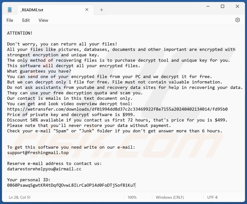Uazq ransomware text file (_README.txt)