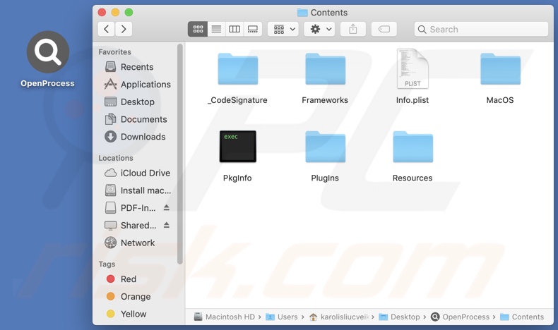 OpenProcess adware install folder