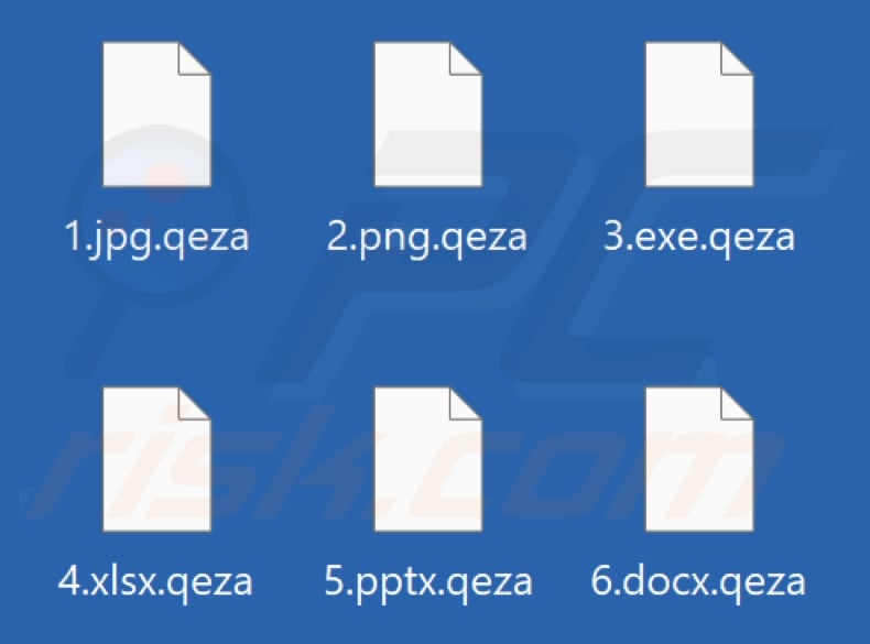 Files encrypted by Qeza ransomware (.qeza extension)