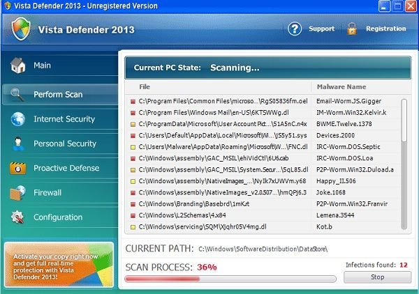 vista defender 2013 screenshot
