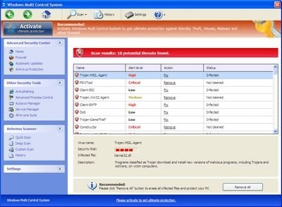 Multi User Computer System on Windows Multi Control System Generates Such Fake Warning Messages