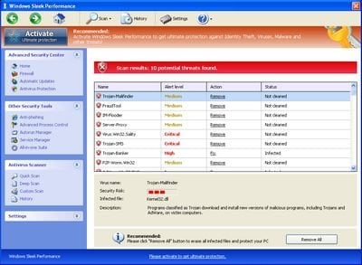 screenshot of Windows Sleek Performance rogue