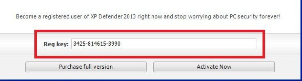 xp defener 2013 fake registration