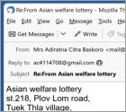 Asian Welfare Lottery Email Scam
