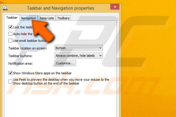 How to disable Charm menu step 2