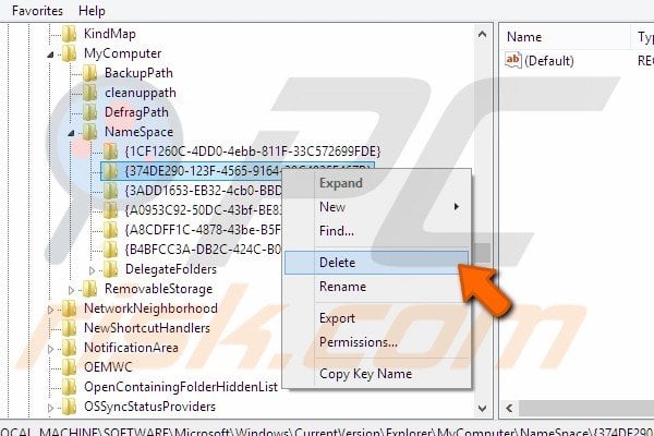 Remove Folder from my computer step 4