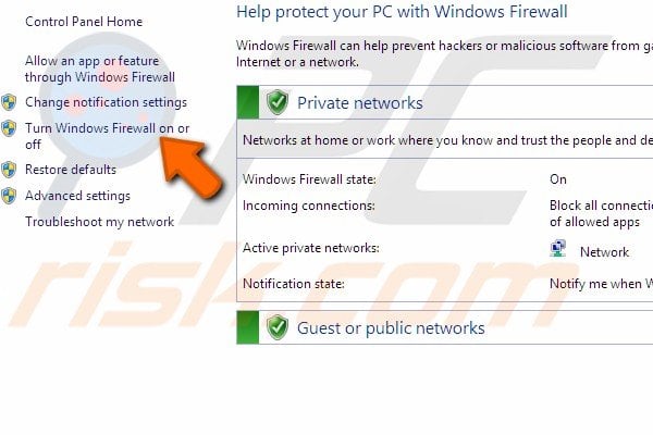 Turn off firewall step 5