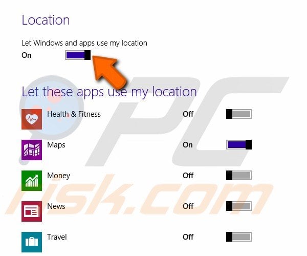 Turn off location step 5