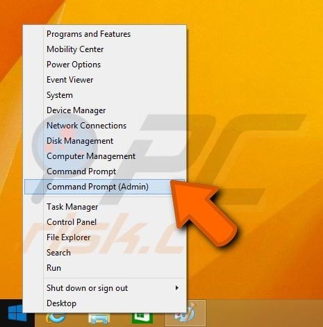 Right clicking on the start menu button