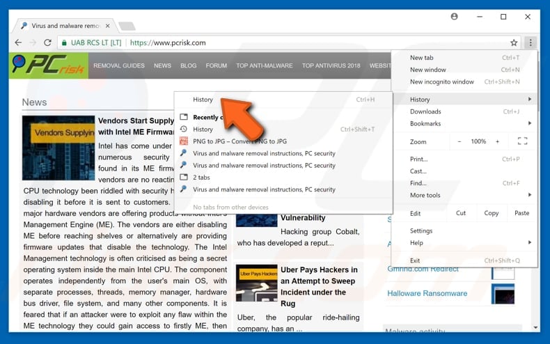 How to restore recently closed tabs in Google Chrome step 2