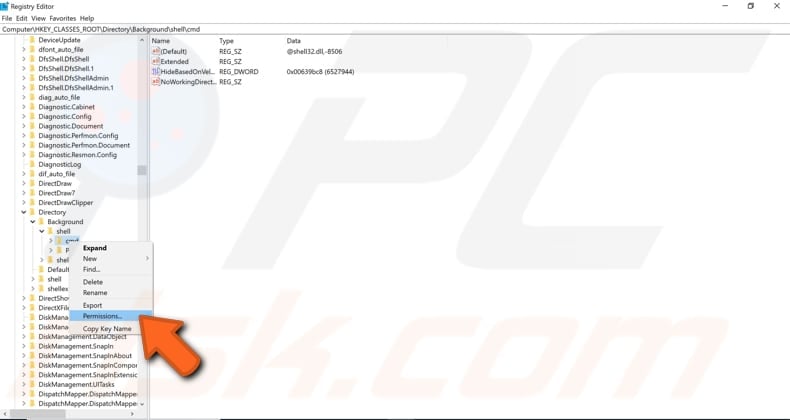 how to bring back open command window here option to the background context menu step 1