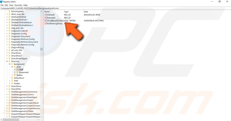 how to bring back open command window here option to the background context menu step 7