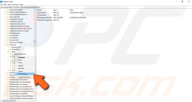 how to bring back open command window here option to the folder context menu step 3 