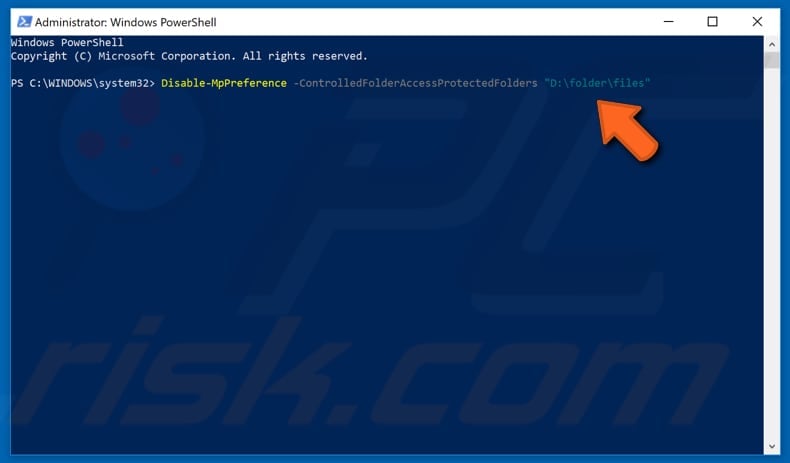 how to enable and configure controlled folder access using powershelgl step 4