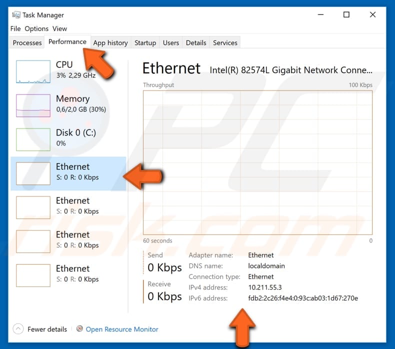 how to find your IP address in task manager step 2