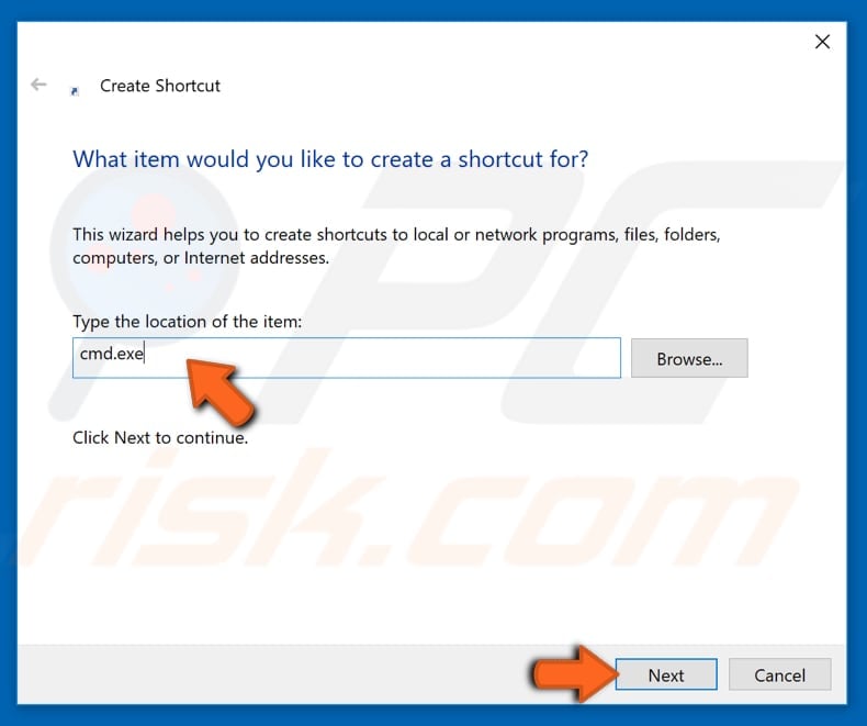 open command prompt from created shortcut step 2