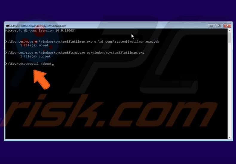how to reset your windows 10 password with windows 10 install disc using command prompt step 4