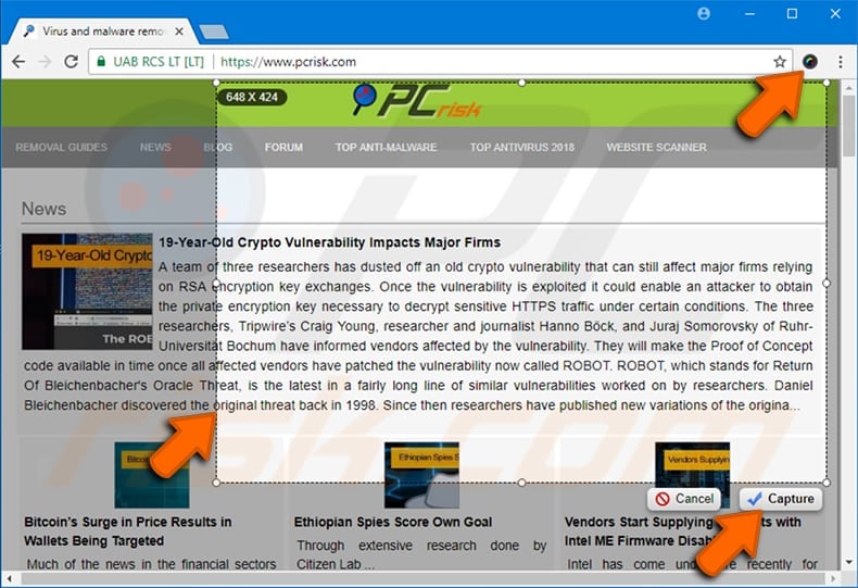 how to take a screenshot in windows using browser extension step 1