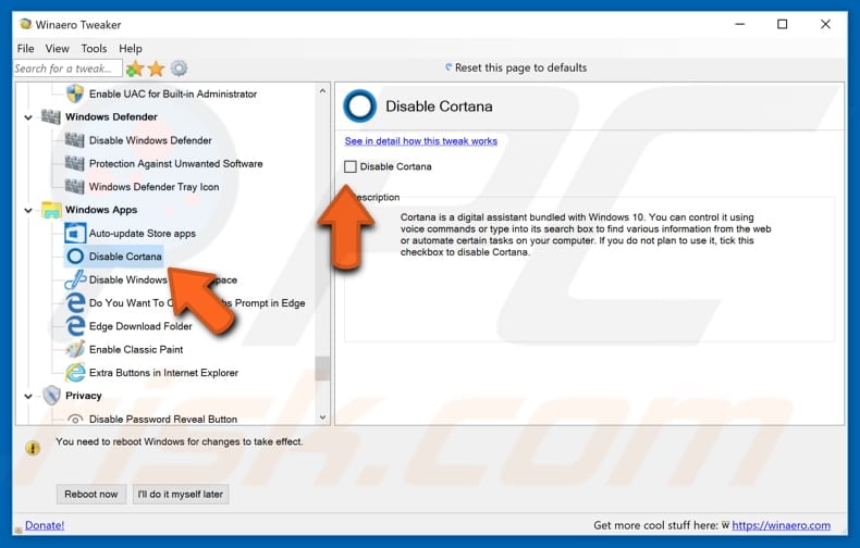 turn off ads with Winaero tweaker step 2