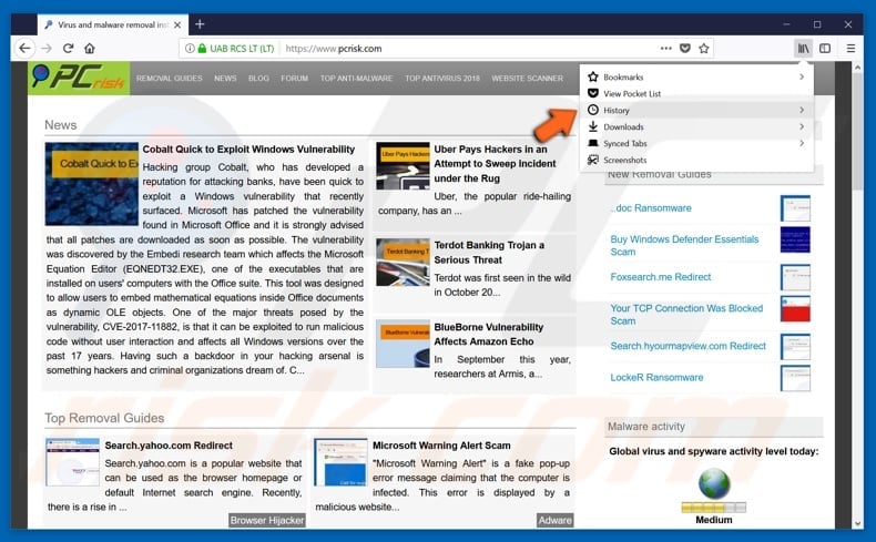 How to restore recently closed tabs in Mozilla Firefox step 2