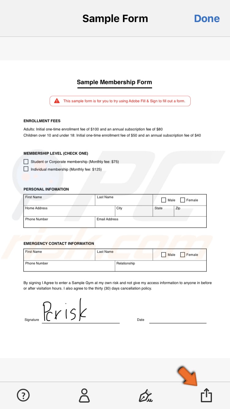 sign documents electronically on iPad or iPhone using Adobe Fill Sign step 5