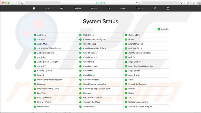 apple-server-status-page