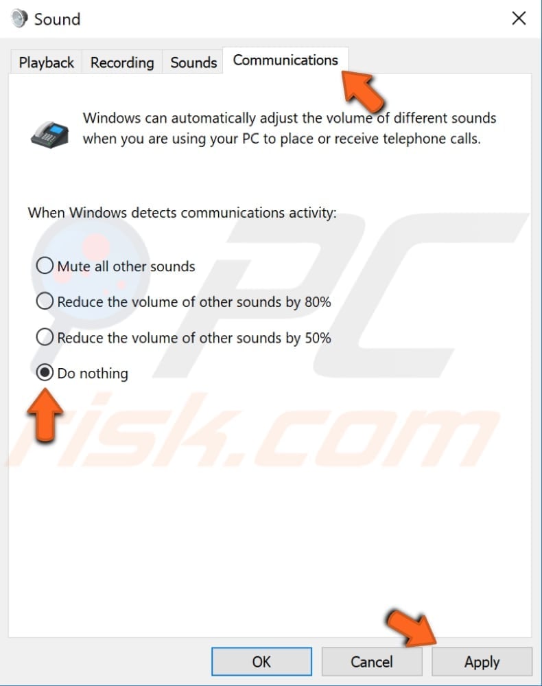 adjust communications settings step 2