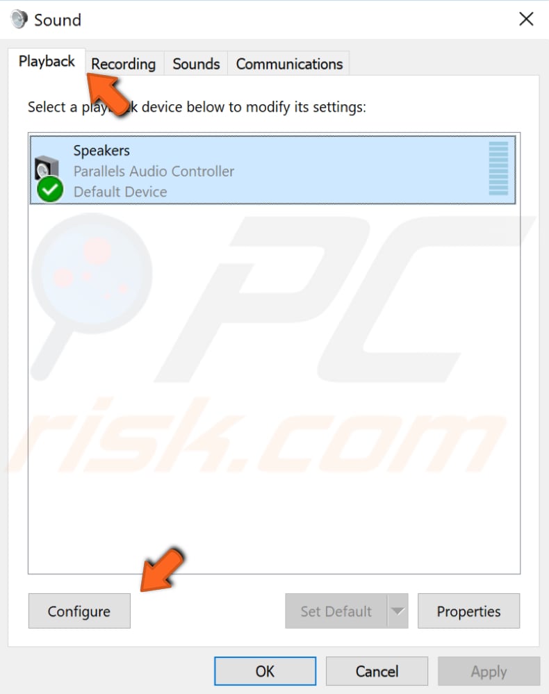 change speakers settings step 1