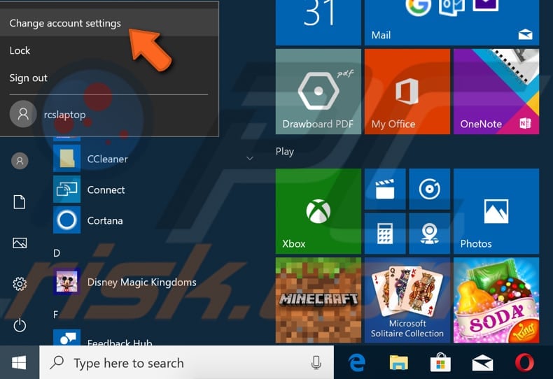 create a new user account step 1