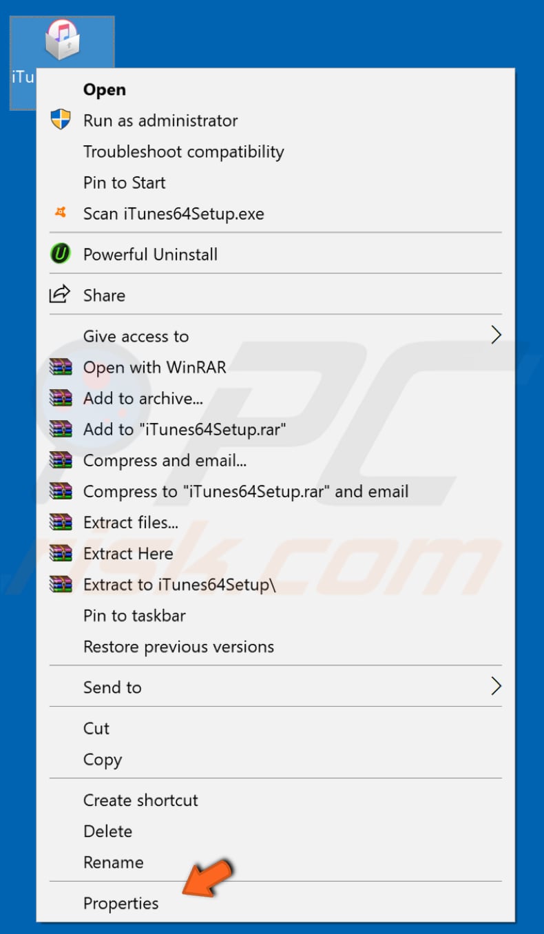 install iTunes in compatibility mode step 1