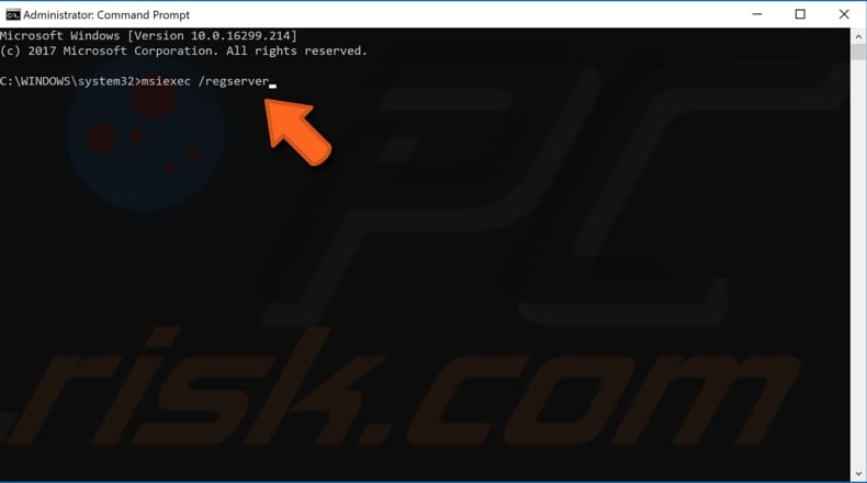 re-register windows installer service step 4