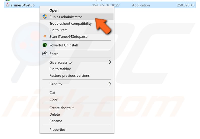 install iTunes as administrator 