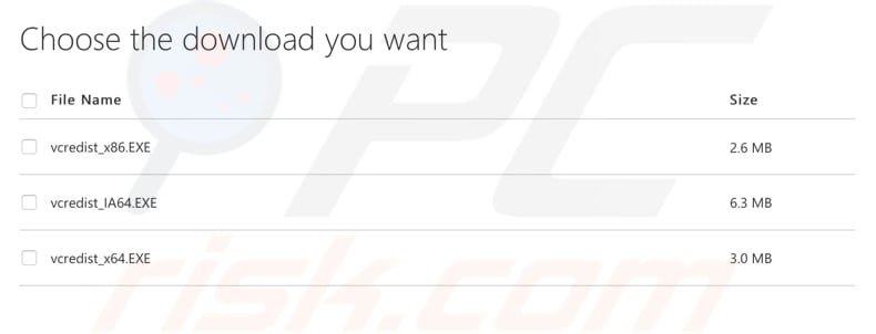 install microsoft visual c++ redistributable package