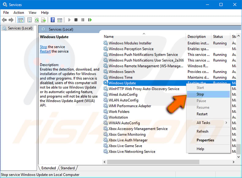 delete windows update cache manually step 1