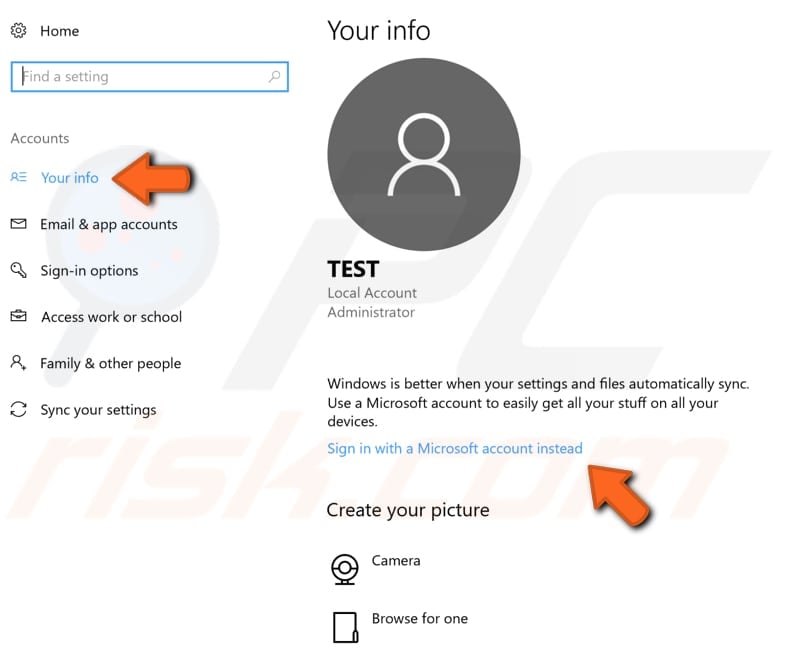 use local account step 2