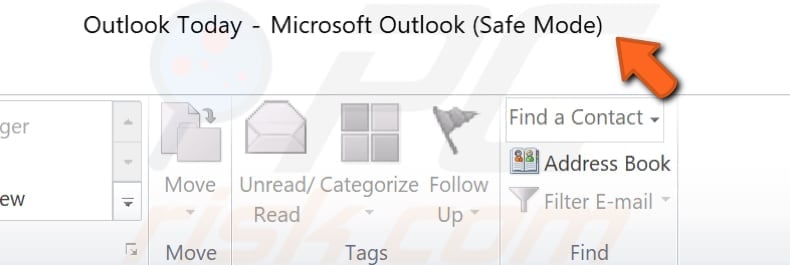start microsoft outlook in safe mode step 2