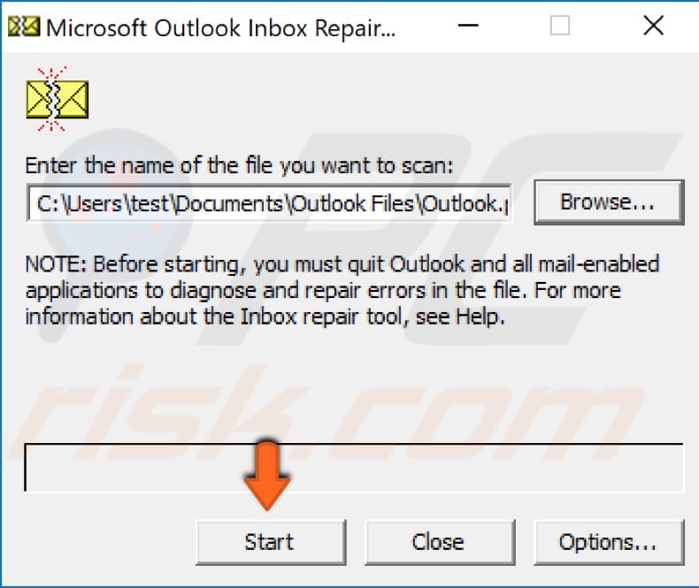 repair outlook.pst file step 4