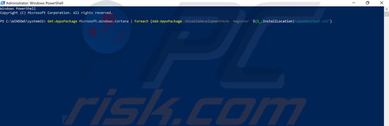 re-register windows apps using powershell step 2