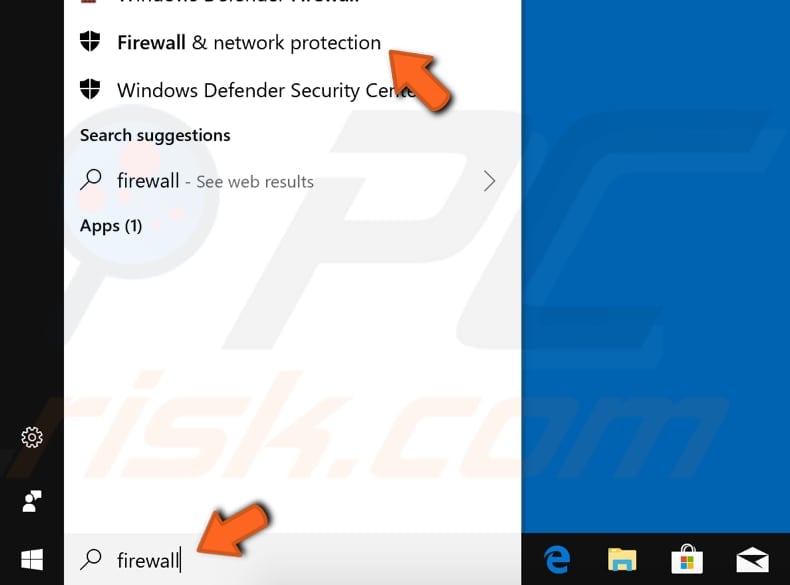 restore firewalls to default step 1