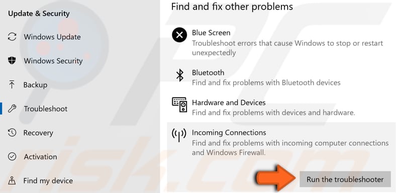 run Windows troubleshooter step 3