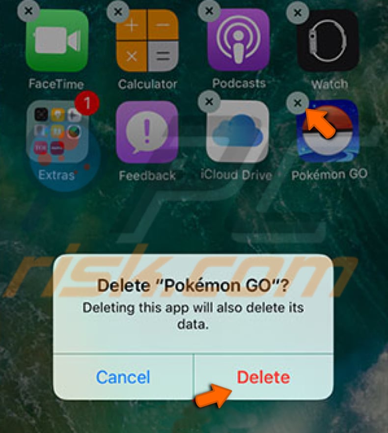 uninstall pokemon go ios