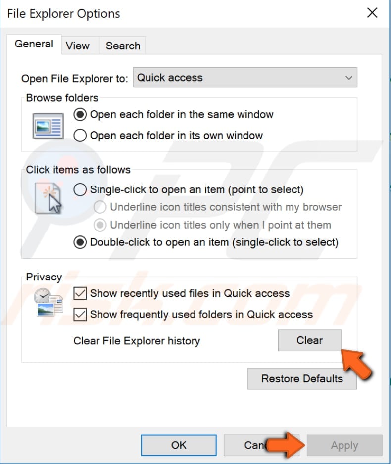 clear file explorer history 
