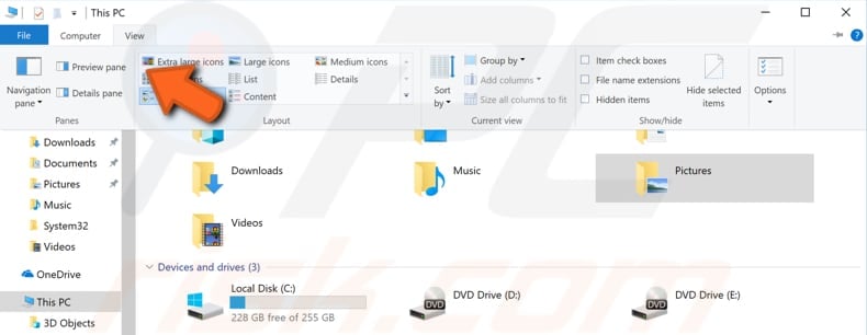 disable preview pane