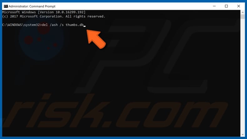 remove thumbs.db file using command prompt step 2