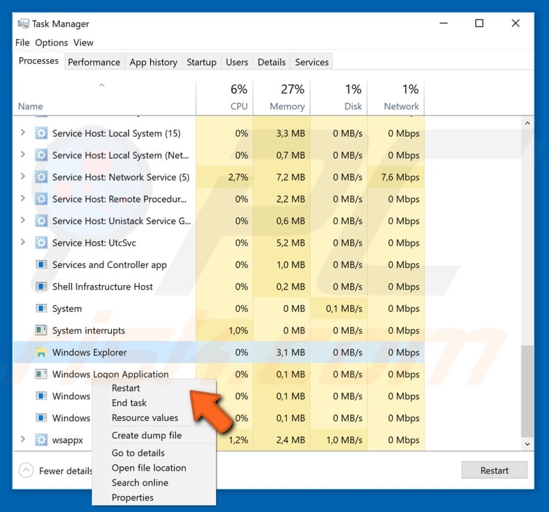 restart file explorer step 2