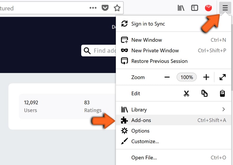 disable extensions step 1